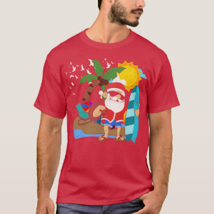 Hawaiian Xmas Funny Santa Claus Tropical Christmas T-Shirt