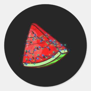 Hawaiian Xmas Lights Watermelon Summer Christmas I Classic Round Sticker