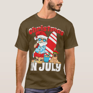 Hawaiian Xmas Summer Surf Surfing Santa Christmas T-Shirt