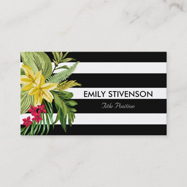 Hawaiian Yellow And Red Flowers Business Card (Front)