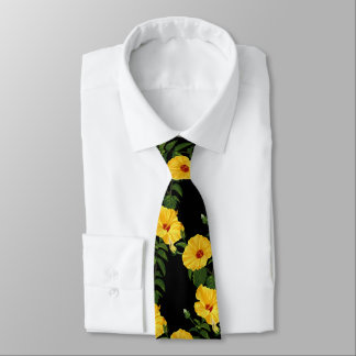 Hawaiian yellow hibiscus Botanical illustration  Tie