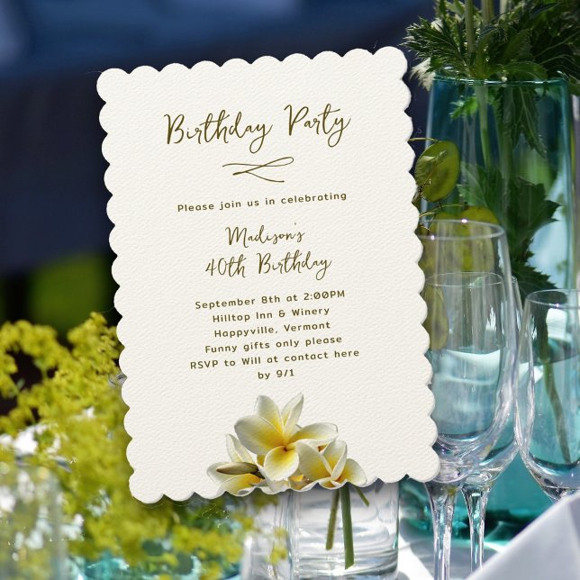 Hawaiian Yellow Plumeria Birthday Party Invitation (Creator Uploaded)
