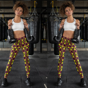 hawaiian yellow red triangles leggings