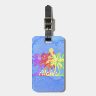 Hawaiin Aloha Palm Tree Watercolors Luggage Tag