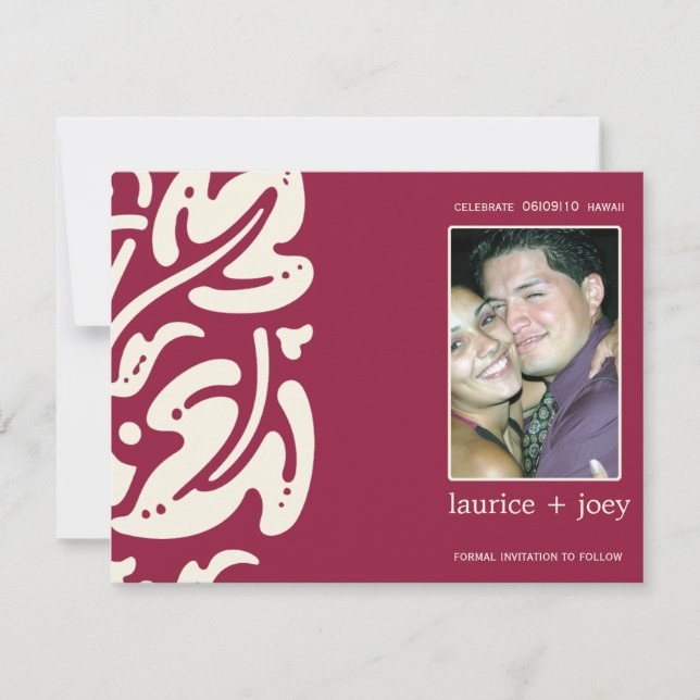 Hawaiin -Save the date postcard (Front)