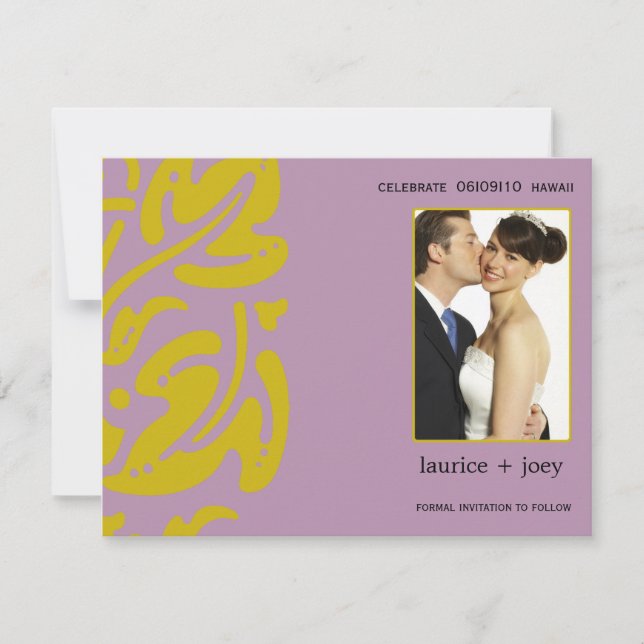 Hawaiin -Save the date -purple Save The Date (Front)