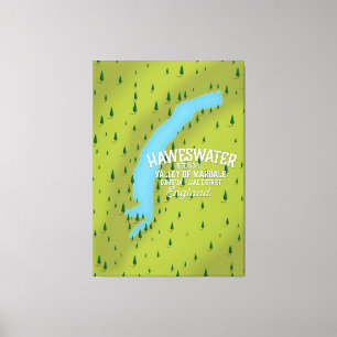 Haweswater Reservoir travel map poster. Canvas Print