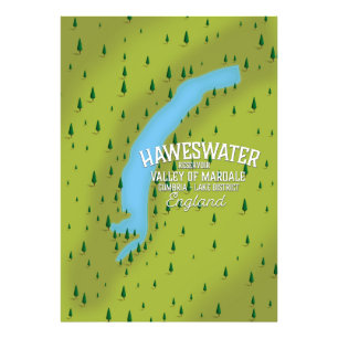 Haweswater Reservoir travel map poster. Photo Print