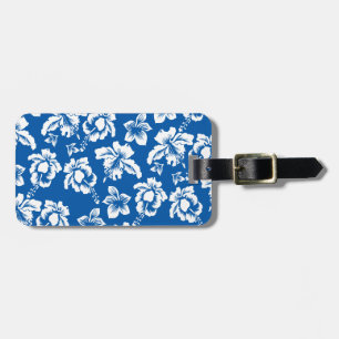 Hawiian Blue Flower Pattern Luggage Tag