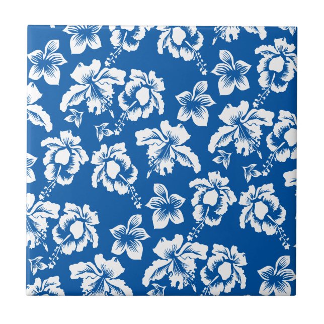 Hawiian Blue Flower Pattern Tile (Front)