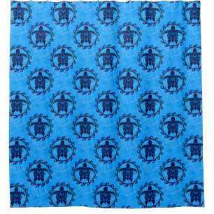 Hawiian Maori Sun and Turtles Shower Curtain