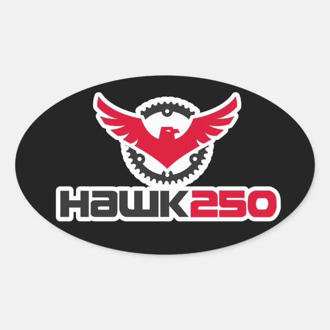 Hawk 250 Logo Black Background Oval Sticker (Front)