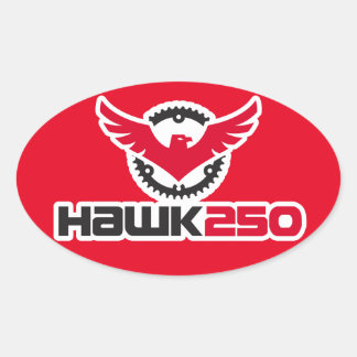 Hawk 250 Logo Red Background Oval Sticker