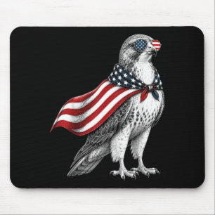 Hawk 4th Of July Us Aamerican Flag Patriotic Bird Mouse Pad