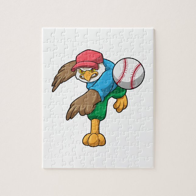 Hawk at Baseball with Baseball bat Jigsaw Puzzle (Vertical)
