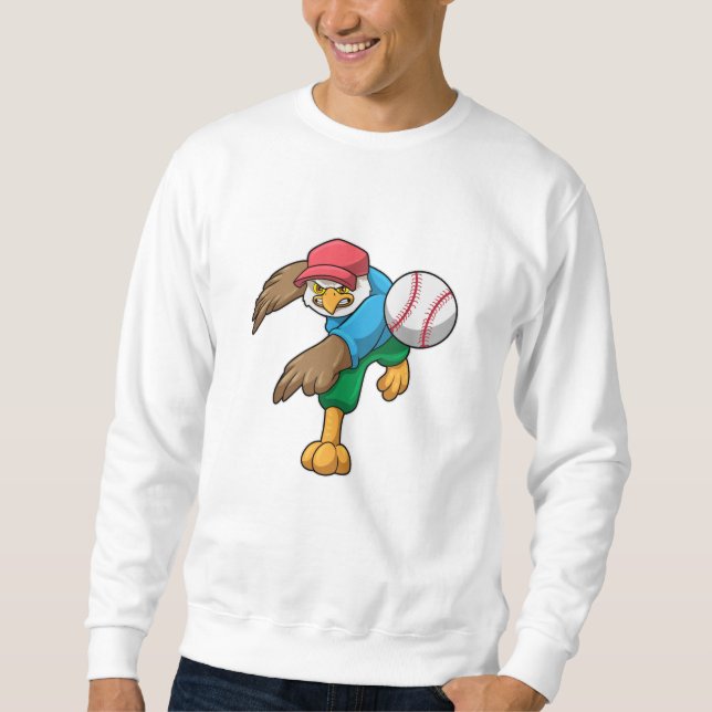 Hawk at Baseball with Baseball bat Sweatshirt (Front)