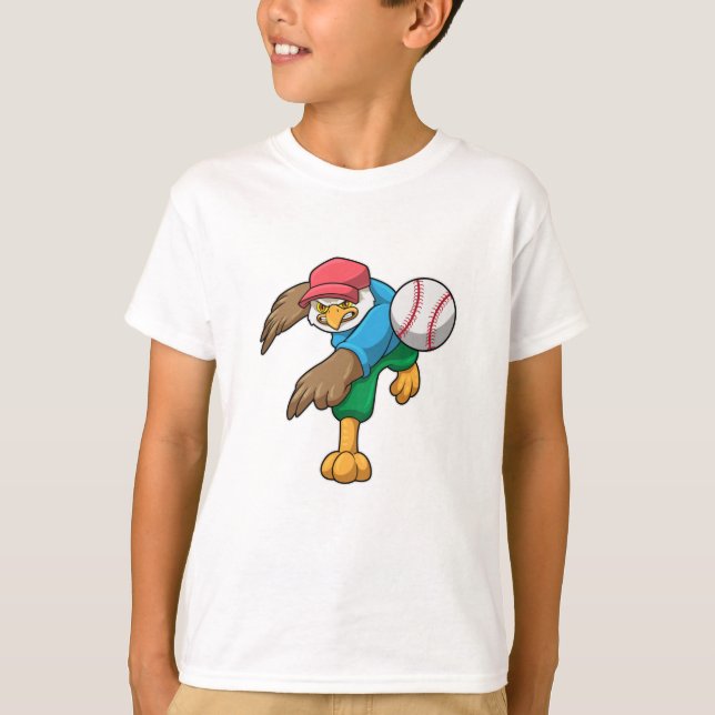 Hawk at Baseball with Baseball bat T-Shirt (Front)