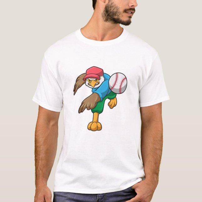 Hawk at Baseball with Baseball bat T-Shirt (Front)