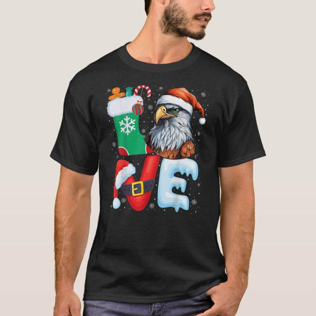 Hawk Birds Wearing Santa Hat Xmas Holiday Hawk Chr T-Shirt (Front)