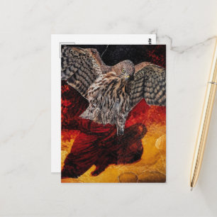 Hawk Dancing in a Red Dress fantasy collage Postcard