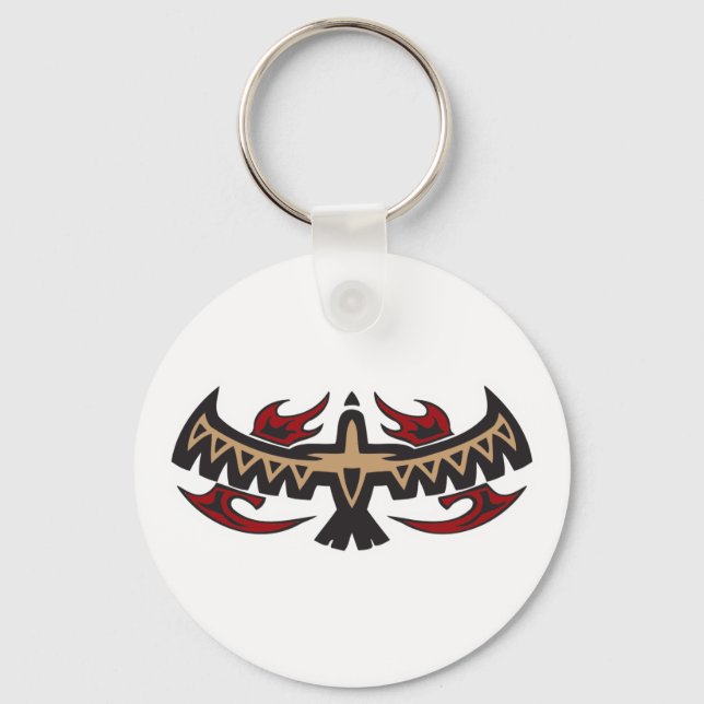 Hawk Eagle Tribal Tattoo Key Ring (Front)