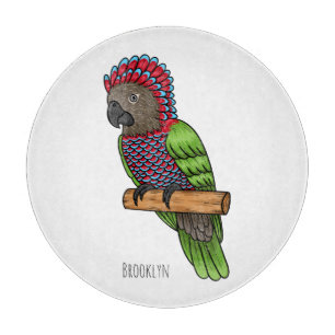 Hawk headed parrot bird cartoon illustration cutting board