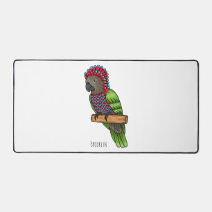 Hawk headed parrot bird cartoon illustration desk mat