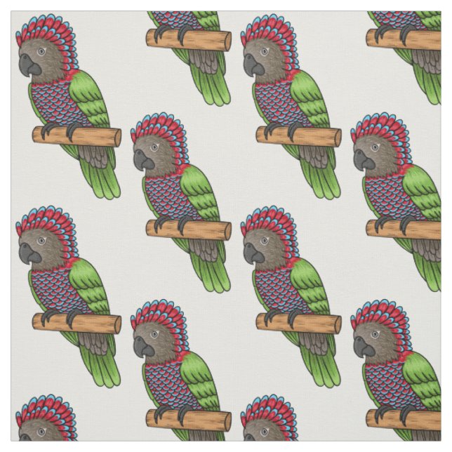 Hawk headed parrot bird cartoon illustration fabric (Swatch)