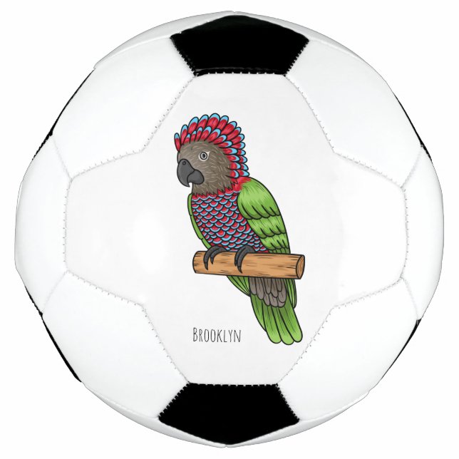 Hawk headed parrot bird cartoon illustration soccer ball (Front)