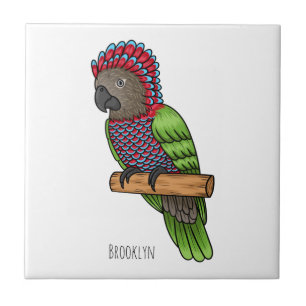 Hawk headed parrot bird cartoon illustration tile