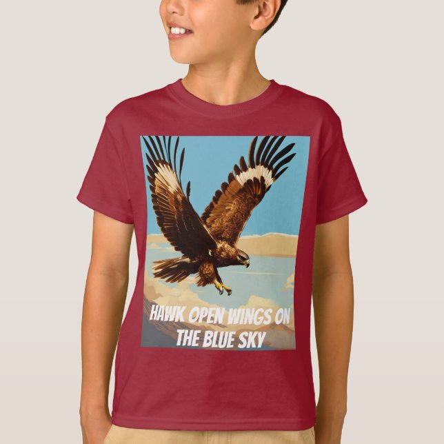 "Hawk in Flight - Freedom & Power designed " T-Shirt (Front)