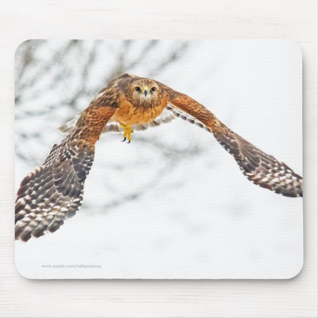 Hawk in Flight Mouse Pad (Front)