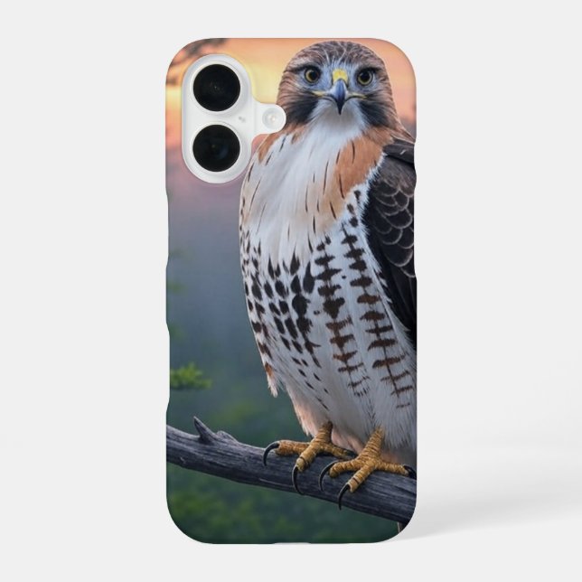 Hawk in Sunset  iPhone 16 Case (Back)