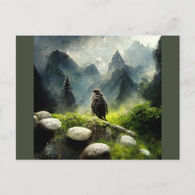 Hawk in the forest postcard (Front)