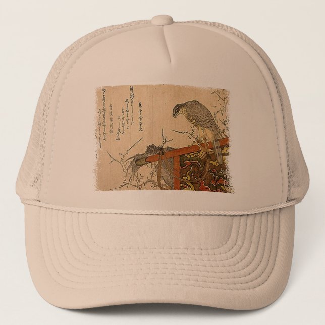 Hawk on Screen Perch Trucker Hat (Front)