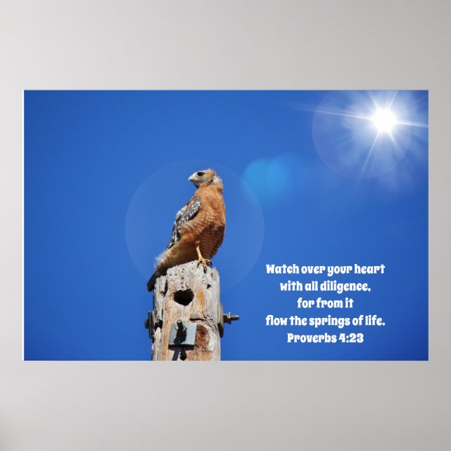 Hawk Over Heart Bible Scripture Poster (Front)