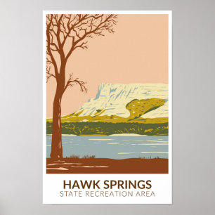 Hawk Springs State Recreation Area Wyoming Vintage Poster