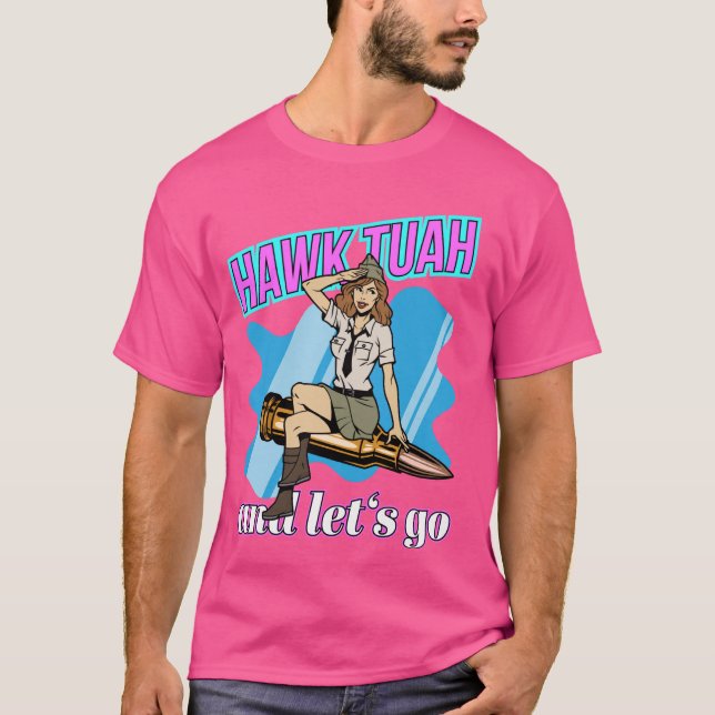 Hawk Tuah Funny Cool Trendy Meme T-Shirt (Front)