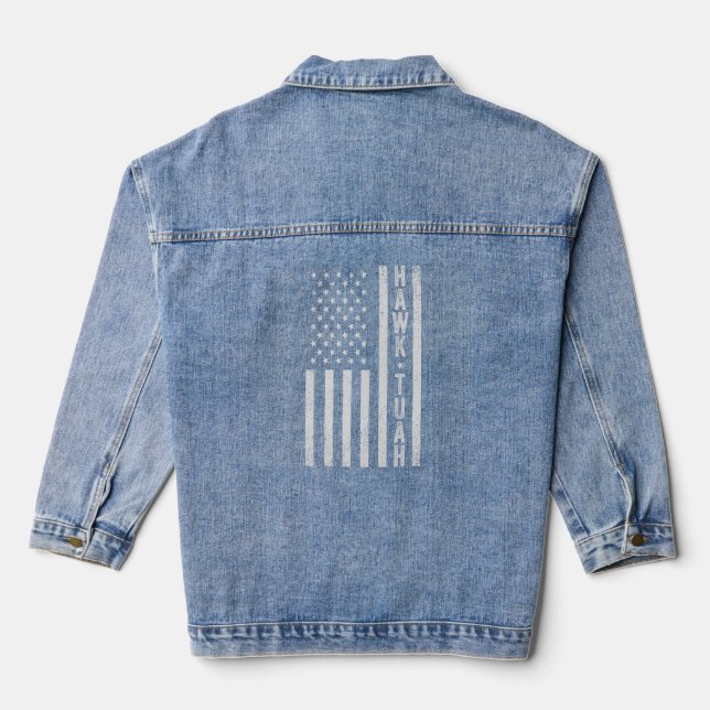 Hawk Tuah Spit On That Thang Funny 4th Of July   Denim Jacket (Back)