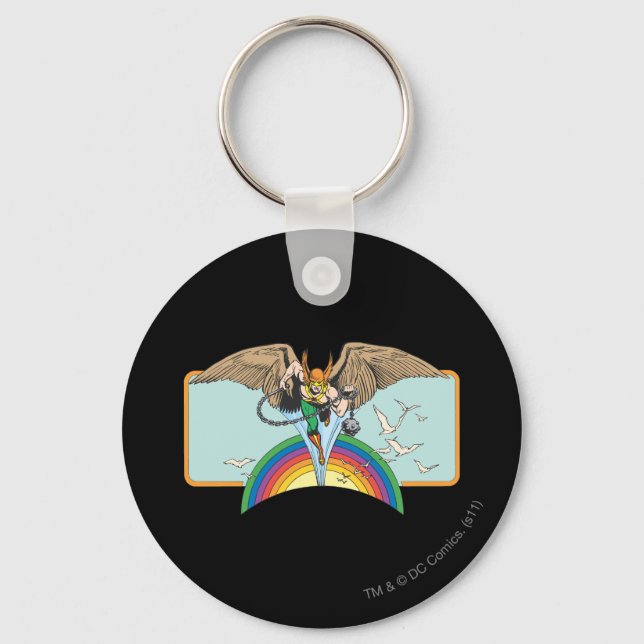 Hawkman Flies Thru Sky Key Ring (Front)