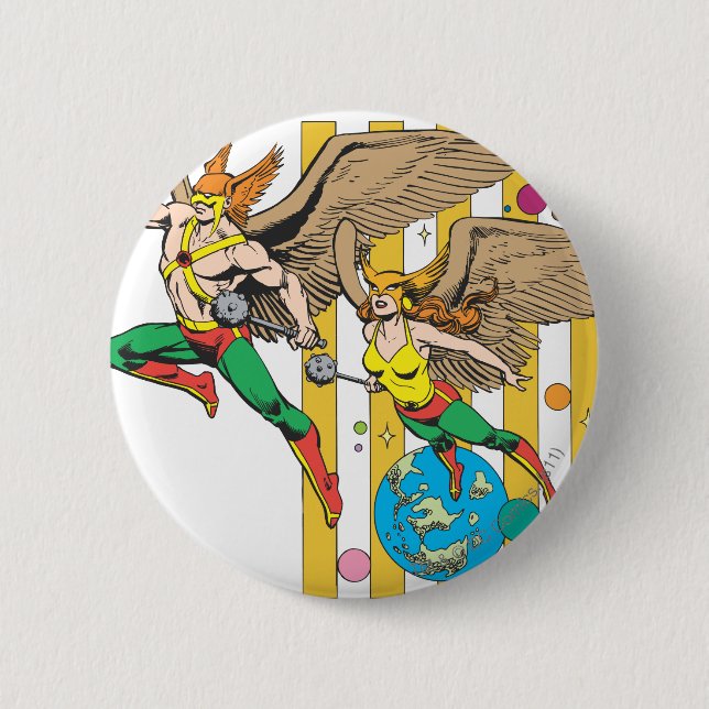 Hawkman & Hawkwoman 6 Cm Round Badge (Front)