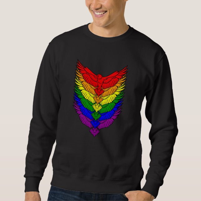 Hawks LGBTQ Strong Gay Pride Rainbow Flag LGBT Haw Sweatshirt (Front)