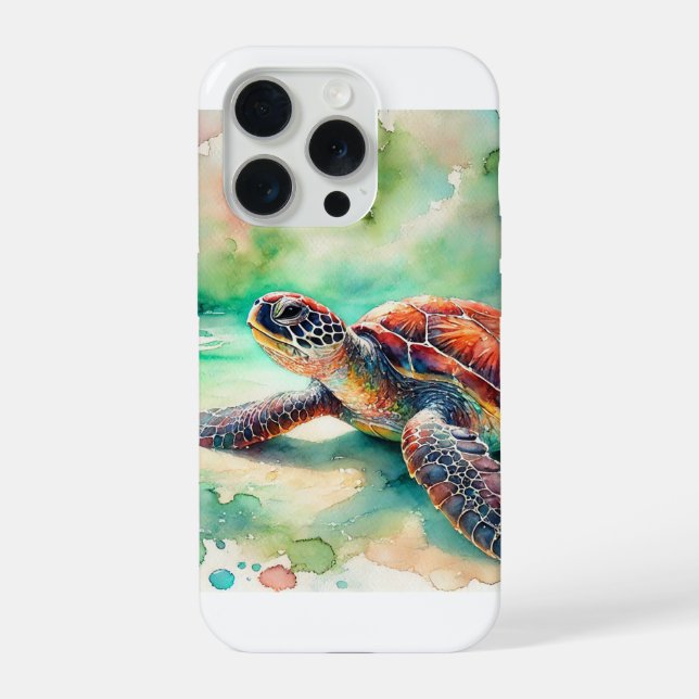 Hawksbill Sea Turtle 230924AREF111 - Watercolor iPhone Case (Back)