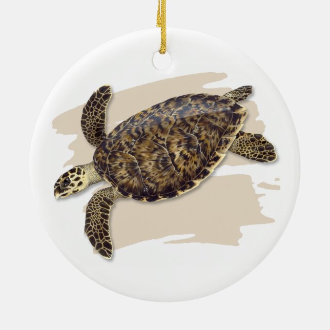 Hawksbill Sea Turtle Ceramic Ornament (Back)