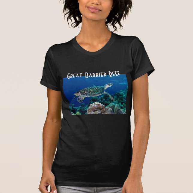 Hawksbill Sea Turtle Great Barrier Reef Coral Sea T-Shirt (Front)
