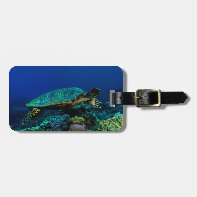Hawksbill Sea Turtle Luggage Tag (Front Horizontal)
