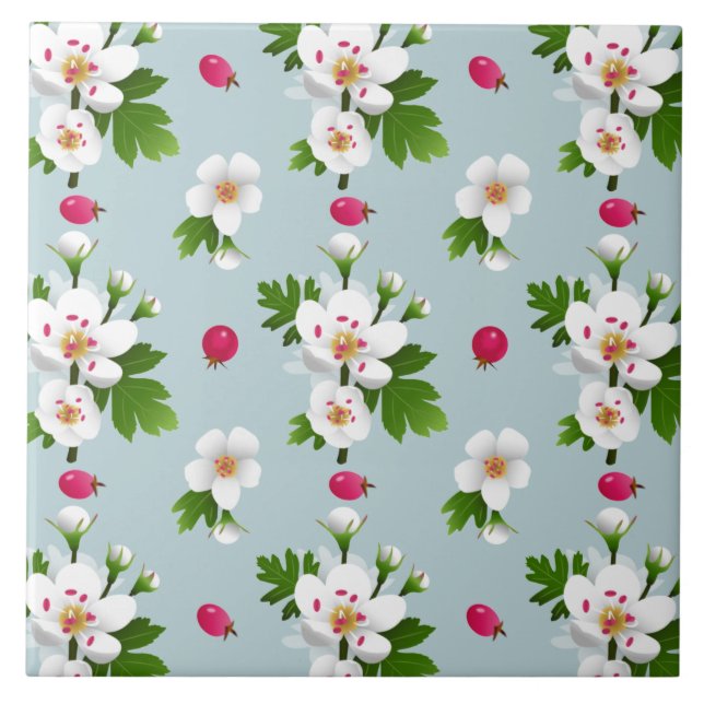 Hawthorn Flowers Tile (Front)