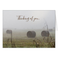 Hay Bales In The Fog Thinking Of You Card