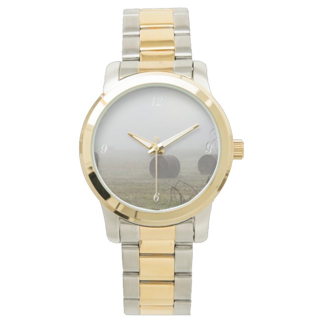 Hay Bales In The Fog Watch (Front)