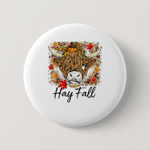 Hay Fall Highland Cow Leopard Thanksgiving Heifer 6 Cm Round Badge
